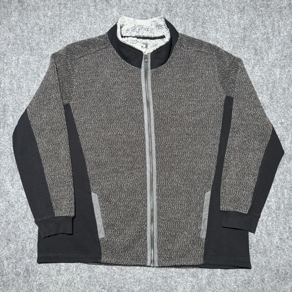 Carbon2Cobalt Full Zip Fleece Jacket Men 2XL Gray Textured Sherpa Lined XXL